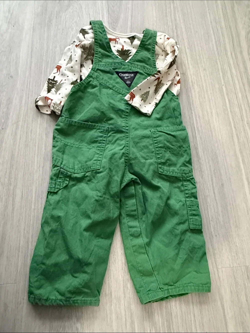 OshKosh B'gosh Forest Green Kids Overalls with Nature like bodysuit
